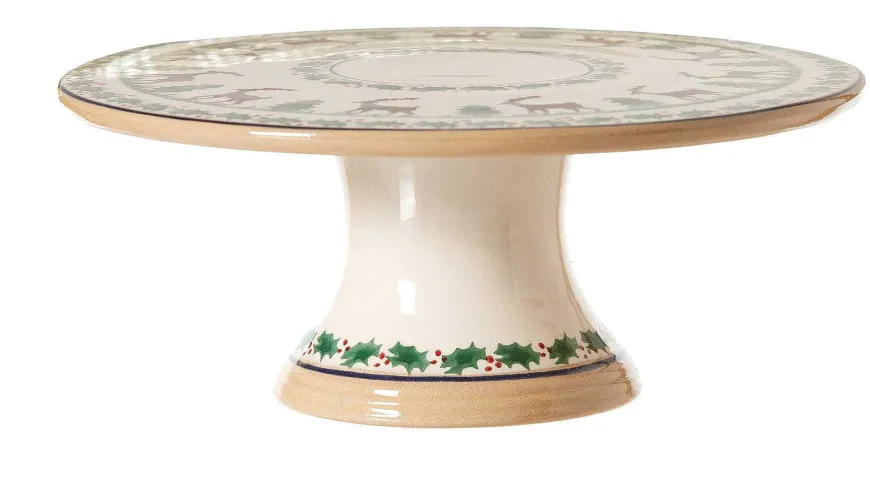 Online 9" Footed Cake Plate Reindeer Reindeer