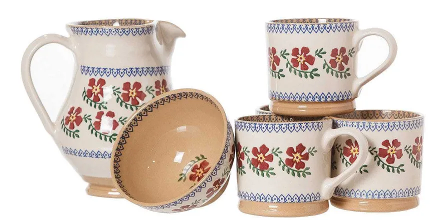 Clearance 4 Large Mugs, Medium Jug & Small Bowl Old Rose Old Rose