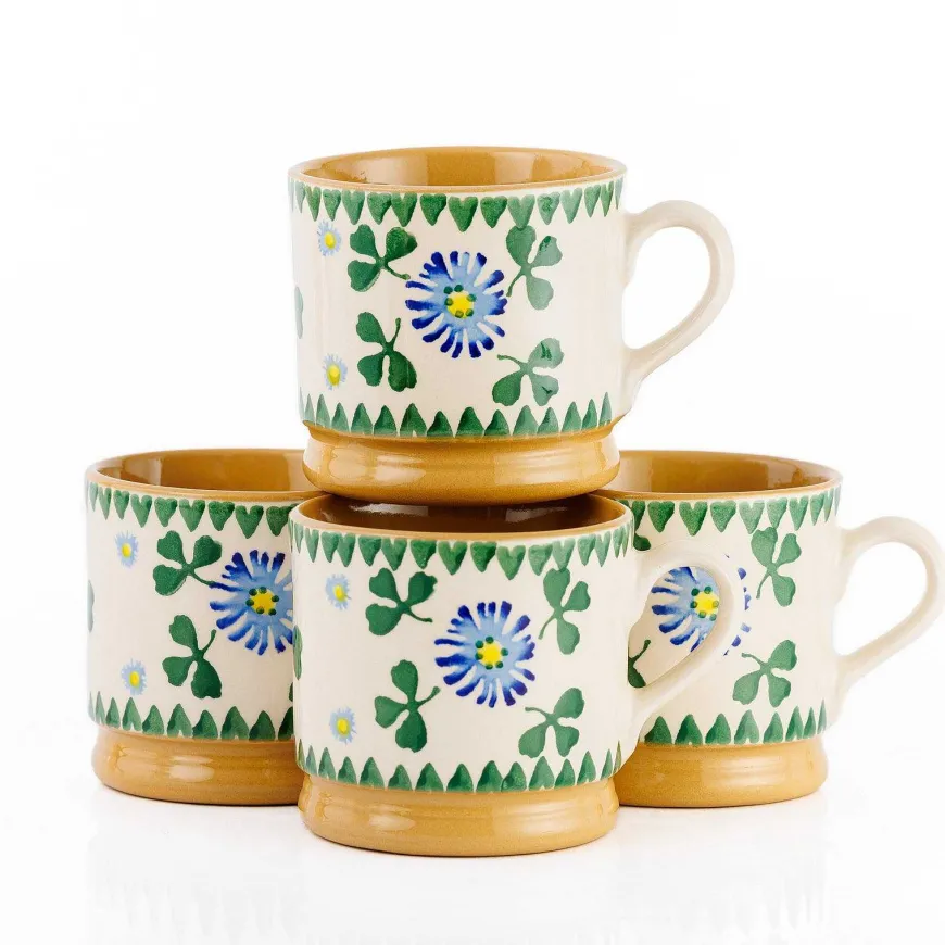 Outlet 4 Small Mugs Clover Coffee Addict'S Gifts