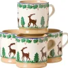 Store 4 Small Mugs Reindeer Reindeer