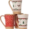 New 2 Tall Mugs Red Lawn & 2 Tall Mugs Winter Robin Christmas