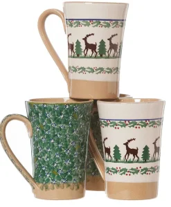 Outlet 2 Tall Mugs Reindeer & 2 Tall Mugs Green Lawn Coffee Addict'S Gifts