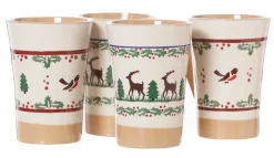 Outlet 2 Tall Mugs Reindeer & 2 Tall Mugs Winter Robin Christmas