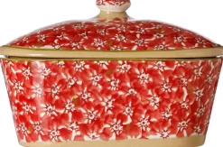 Cheap Covered Butterdish Lawn Red Christmas
