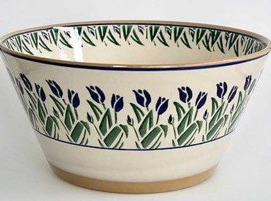 Best Large Angled Bowl Blue Blooms St Patrick'S Day