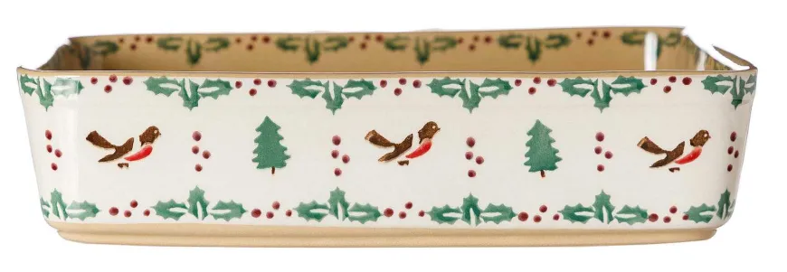 Best Sale Large Rectangular Oven Dish Winter Robin Food Lover'S Gifts