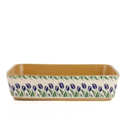 Discount Large Rectangular Oven Dish Blue Blooms Food Lover'S Gifts