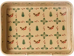 Fashion Large Rectangular Oven Dish Winter Robin Oven Friendly Dishes