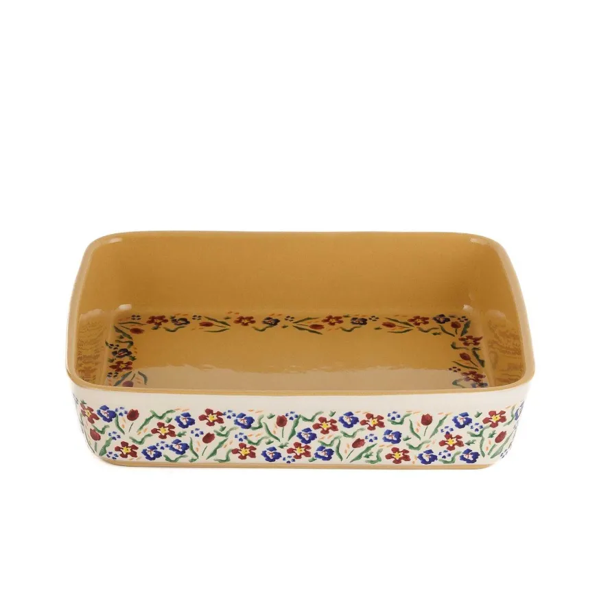 Hot Large Rectangular Oven Dish Wild Flower Meadow Food Lover'S Gifts