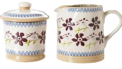 Fashion Lidded Sugar Bowl And Small Cylinder Jug Clematis Mother'S Day