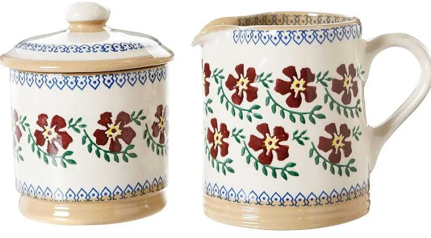 Online Lidded Sugar Bowl And Small Cylinder Jug Old Rose Mother'S Day