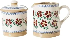 Clearance Lidded Sugar Bowl And Small Cylinder Jug Old Rose Tea Fanatic'S Gifts