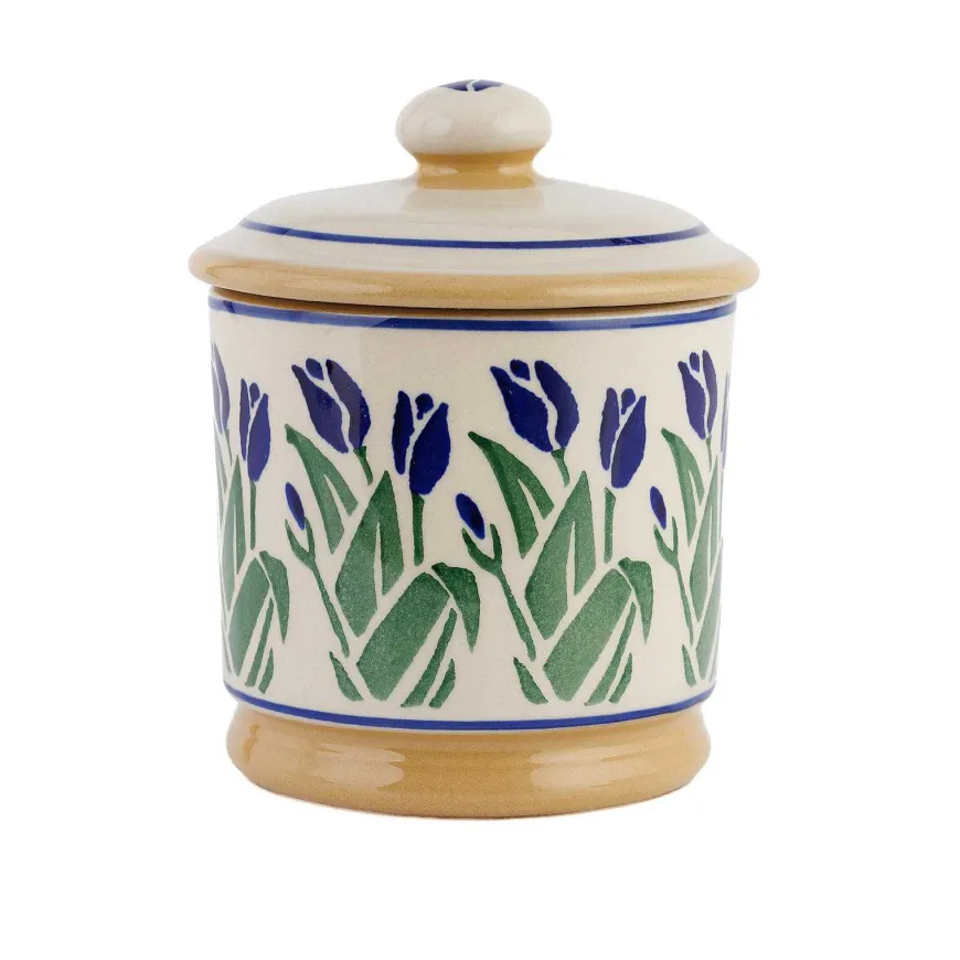 Store Lidded Sugar Bowl Blue Blooms Easter