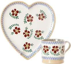 Online Medium Heart Plate And Small Mug Old Rose Old Rose