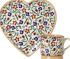 Cheap Medium Heart Plate And Small Mug Wild Flower Meadow Wild Flower Meadow