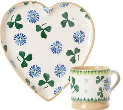 Outlet Medium Heart Plate And Small Mug Clover St Patrick'S Day