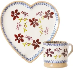 Clearance Medium Heart Plate And Small Mug Clematis Valentine'S Day