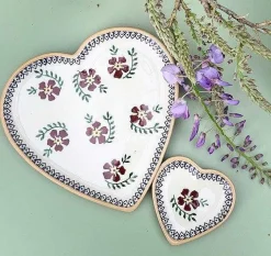 Shop Medium Heart Plate And Tiny Heart Plate Old Rose Plates