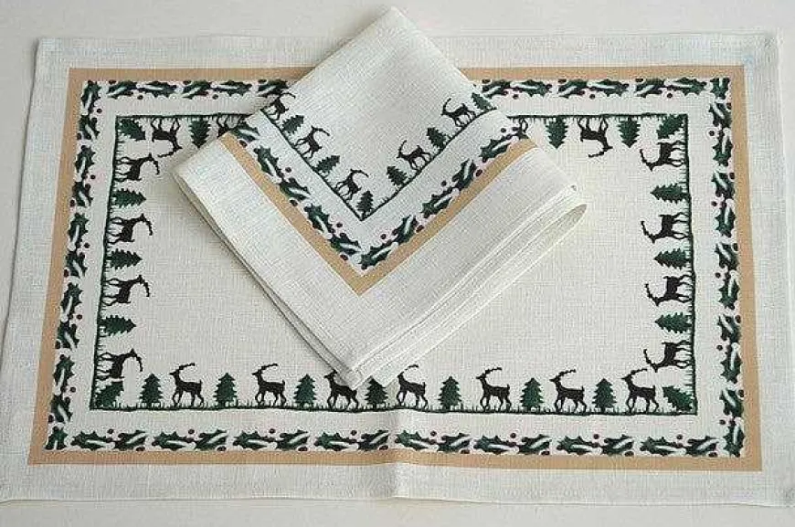 Online Napkin Reindeer Linen Napkins