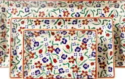 Store Nest Of 3 Rectangle Dishes Wild Flower Meadow Plates