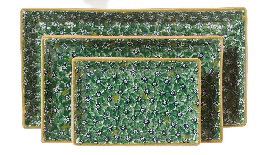 Best Sale Nest Of 3 Rectangle Dishes Lawn Green Gift Sets