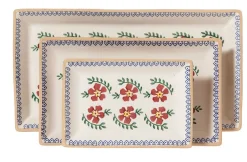 Sale Nest Of 3 Rectangle Dishes Old Rose Plates