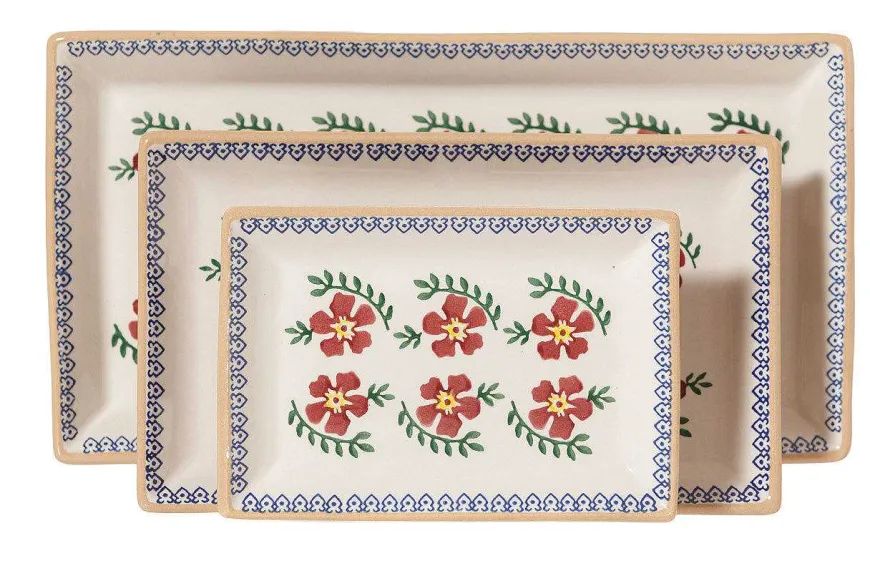Sale Nest Of 3 Rectangle Dishes Old Rose Plates