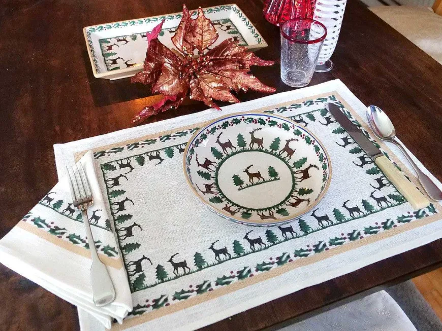 Online Placemat Reindeer Linen Hostess Gifts