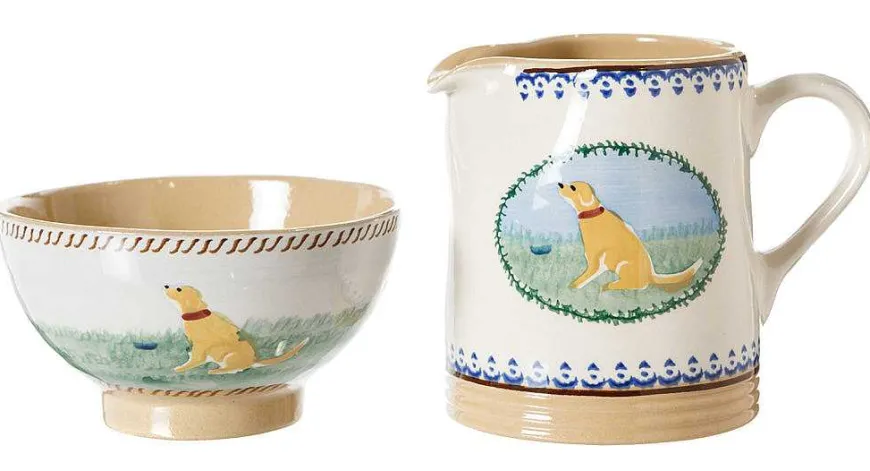 Cheap Small Bowl And Small Cylinder Jug Dog Landscapes