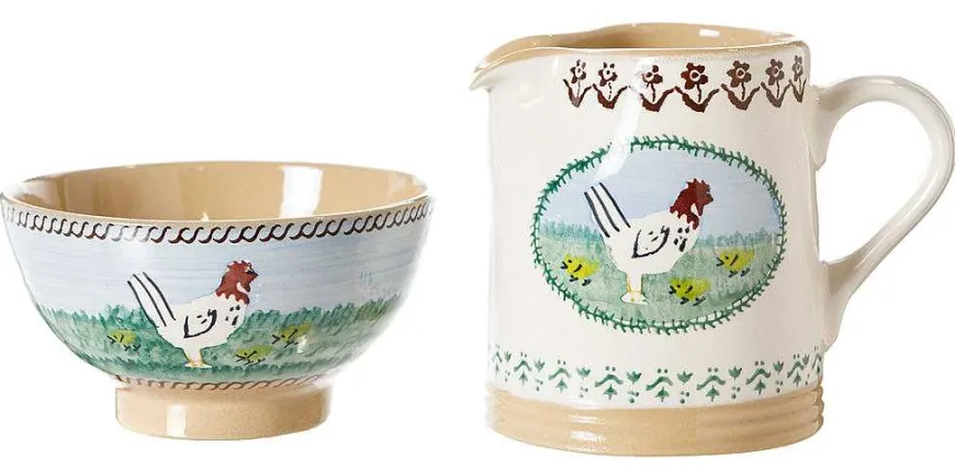 Shop Small Bowl And Small Cylinder Jug Hen Landscapes
