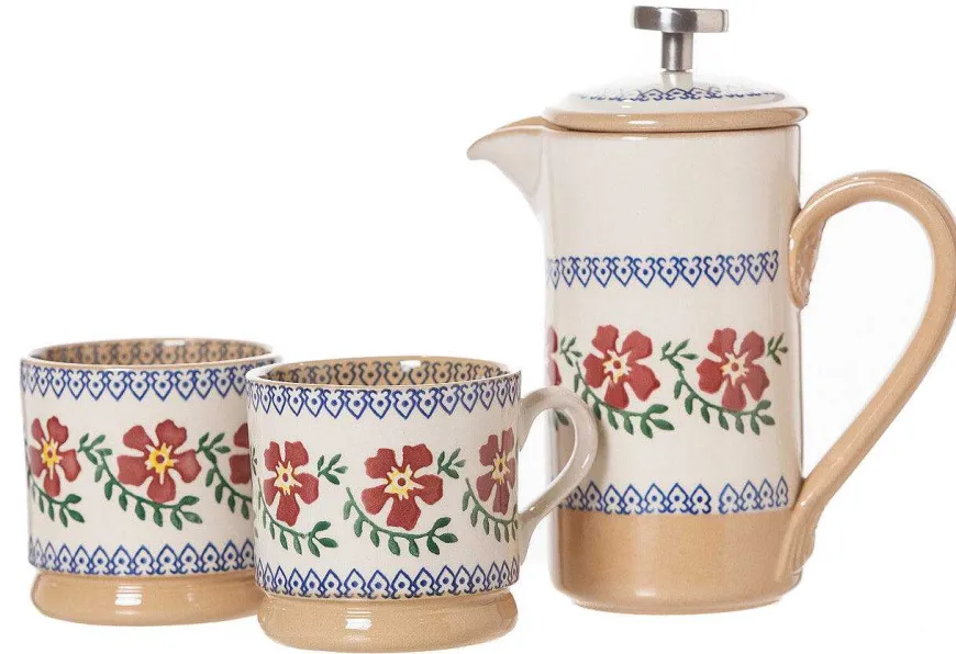 Store Small Cafetiere & 2 Small Mugs Old Rose Mother'S Day