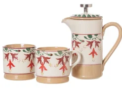 Clearance Small Cafetiere & 2 Small Mugs Fuchsia Coffee Addict'S Gifts