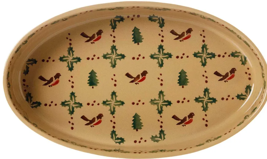 Online Small Oval Oven Dish Winter Robin Winter Robin