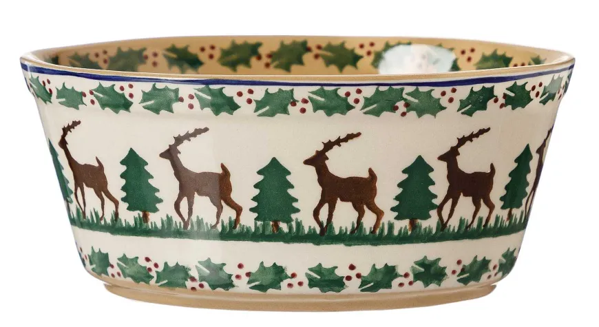 Hot Small Oval Pie Dish Reindeer Reindeer