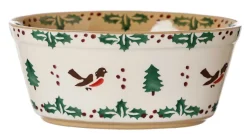 Sale Small Oval Pie Dish Winter Robin Winter Robin