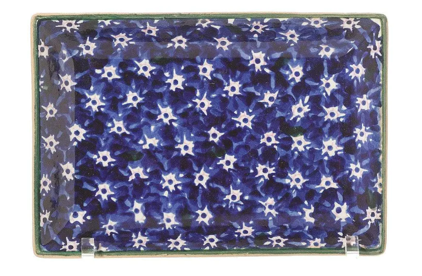 Sale Small Rectangle Plate Lawn Dark Blue Plates