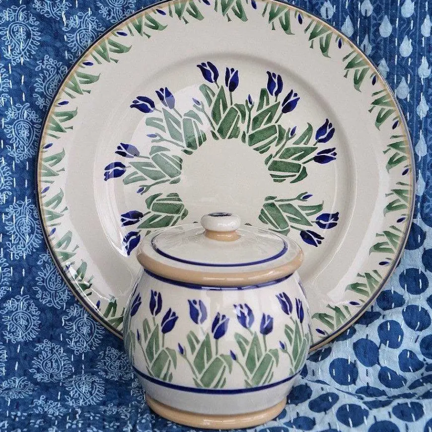 Best Sale Small Round Lidded Jar Blue Blooms Valentine'S Day