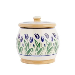 Best Sale Small Round Lidded Jar Blue Blooms Valentine'S Day