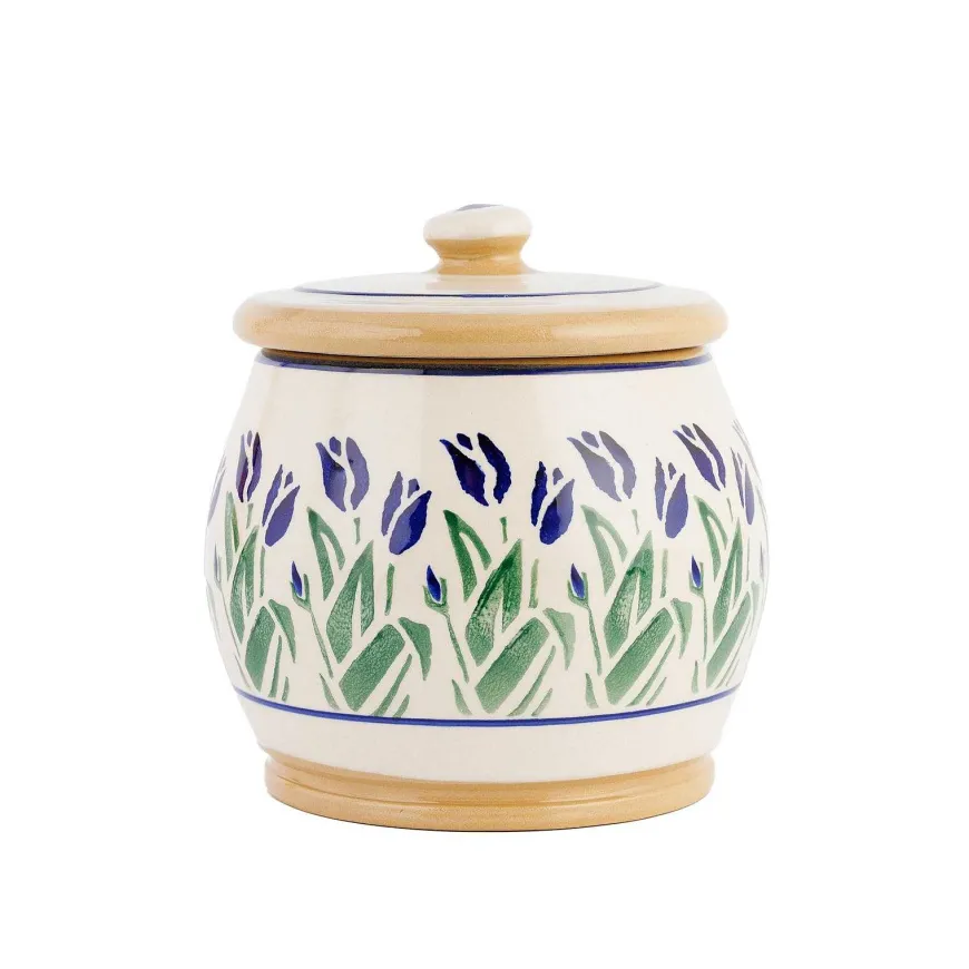 Best Sale Small Round Lidded Jar Blue Blooms Valentine'S Day