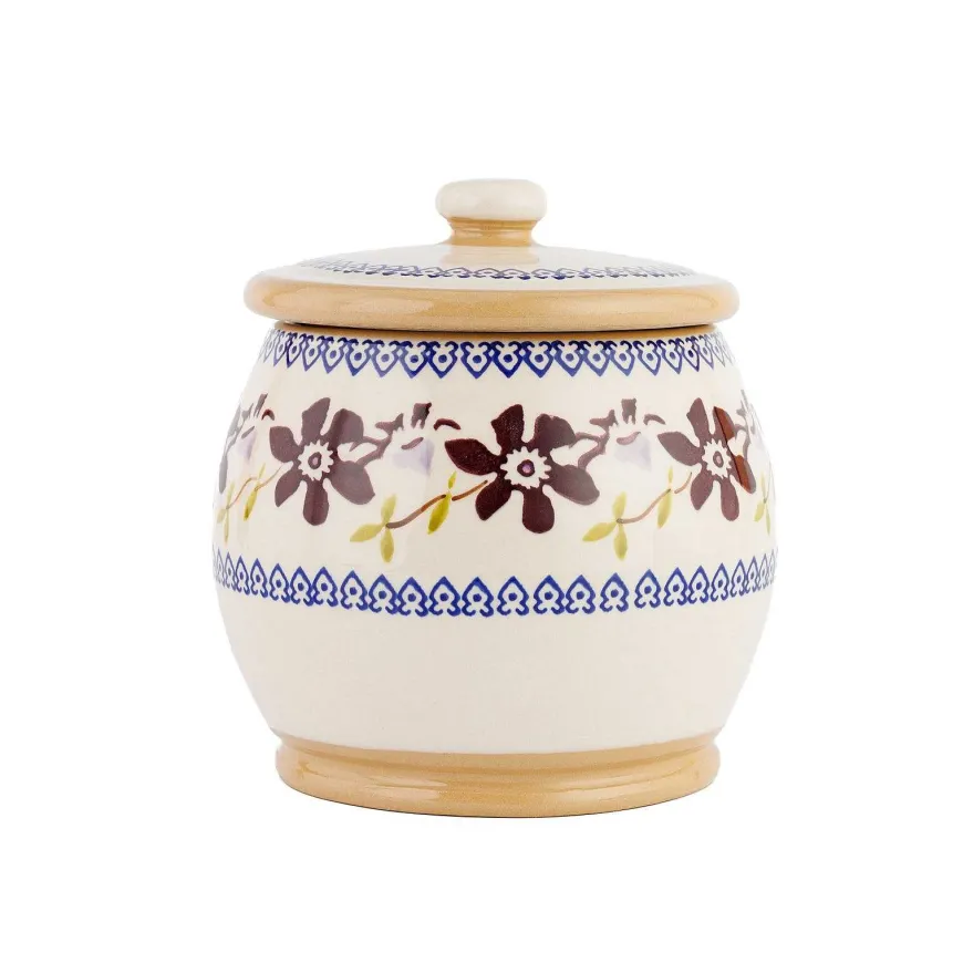 Store Small Round Lidded Jar Clematis Bathroom Accessories