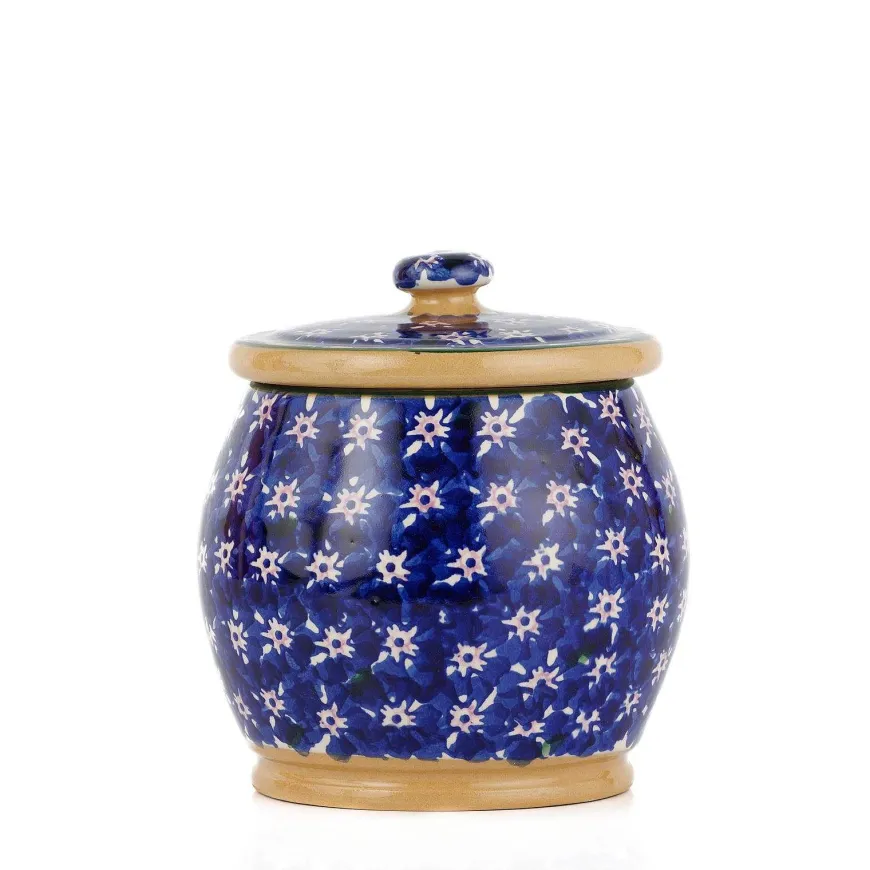 Store Small Round Lidded Jar Dark Blue Lawn Storage Jars