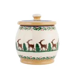 Cheap Small Round Lidded Jar Reindeer Storage Jars