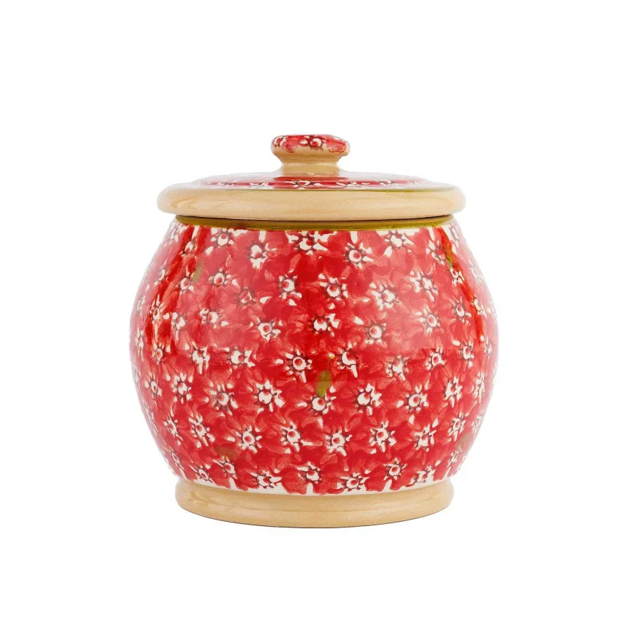 Online Small Round Lidded Jar Red Lawn Mother'S Day