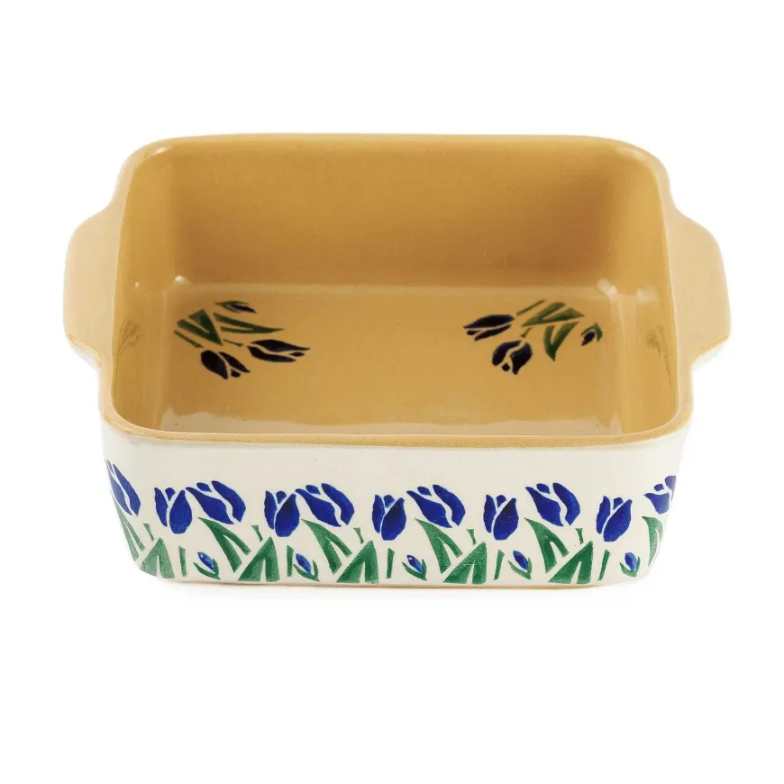 Shop Small Square Oven Dish Blue Blooms Blue Blooms