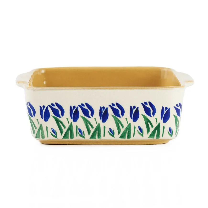 Outlet Small Square Oven Dish Blue Blooms New In