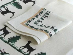 Sale Tablecloth Square Reindeer Linen 40" Reindeer