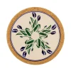 New Trivet Round Blue Blooms New In